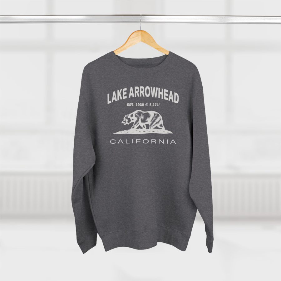 lake arrowhead premium california bear crewneck sweatshirt with est. date + elevation