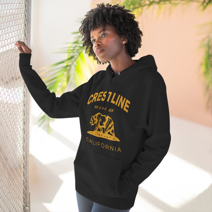 crestline, ca premium california bear hoodie with est. date and elevation