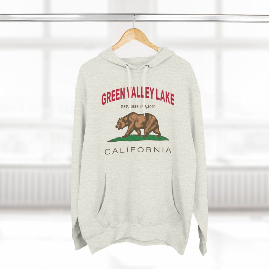 green valley lake premium california bear hoodie with est. date and elevation