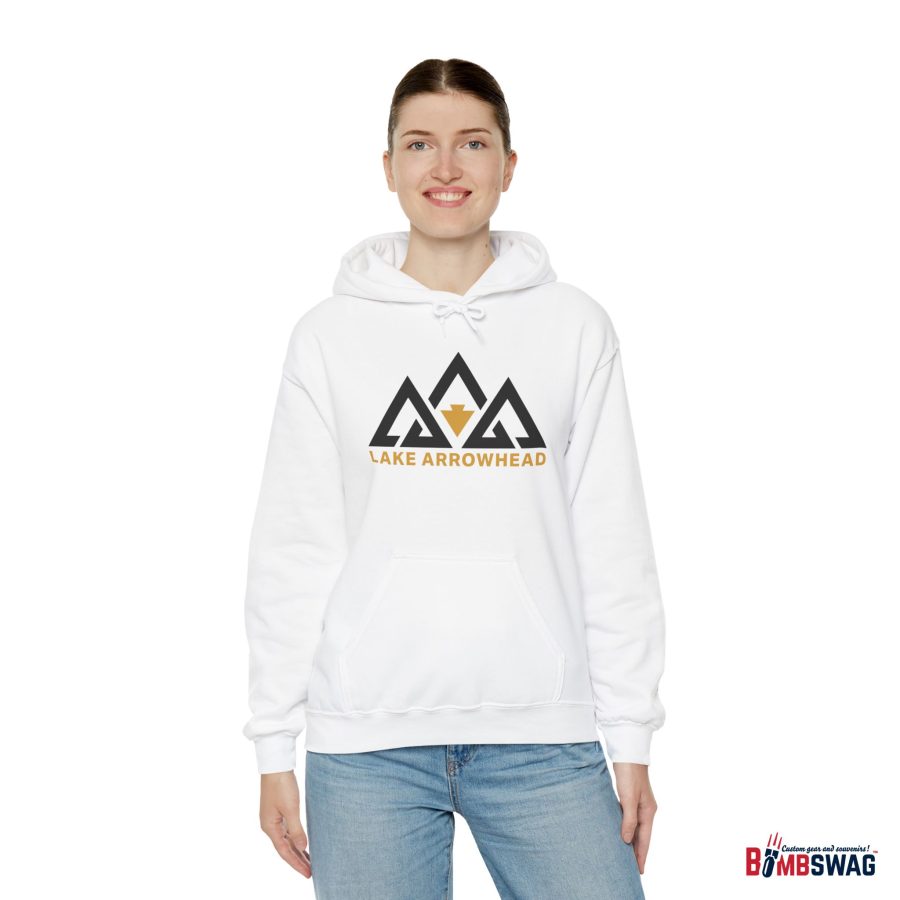 lake arrowhead unisex hoodie with our signature three peak arrowhead design