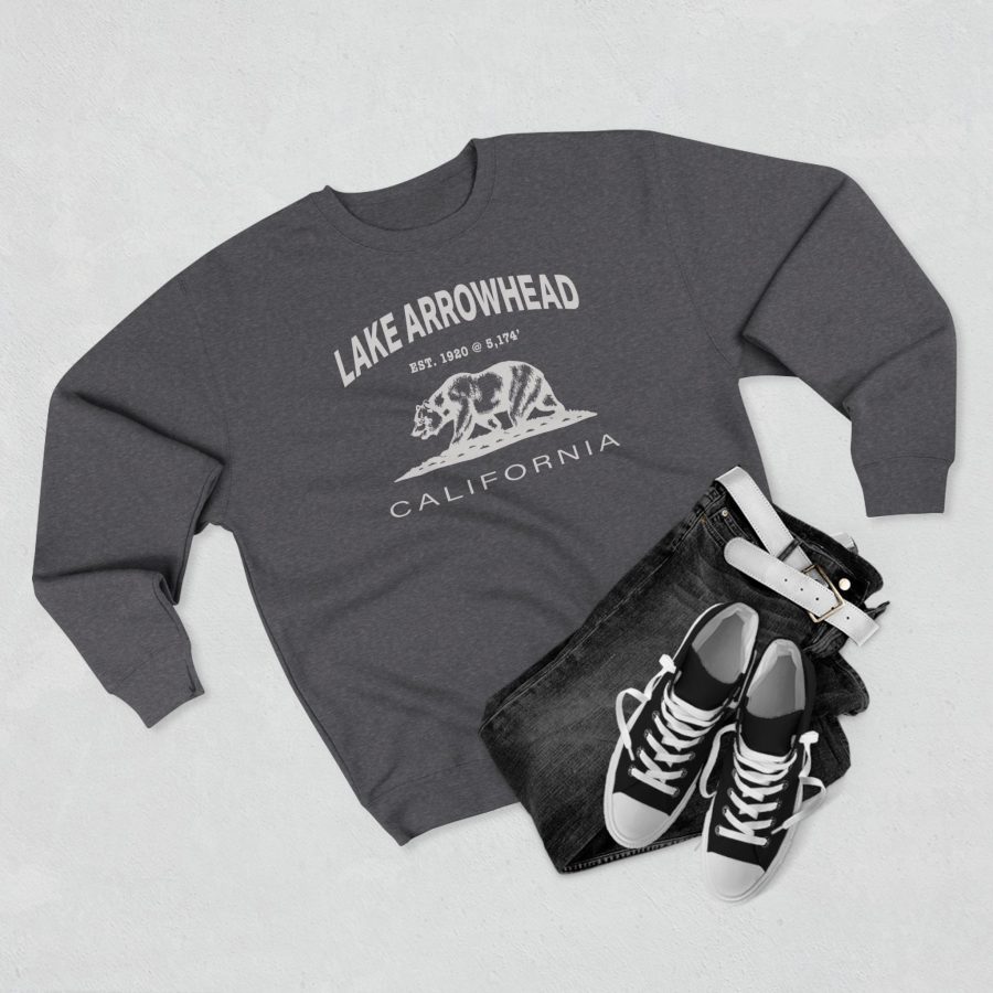 lake arrowhead premium california bear crewneck sweatshirt with est. date + elevation