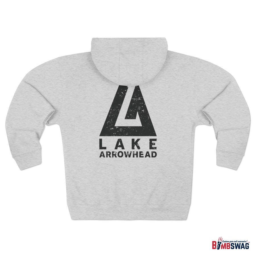 lake arrowhead premium zip hoodie with our official modern la mountain peak on the back