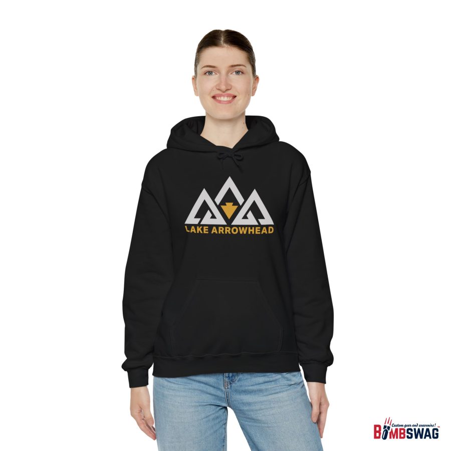 lake arrowhead unisex hoodie with our signature three peak arrowhead design