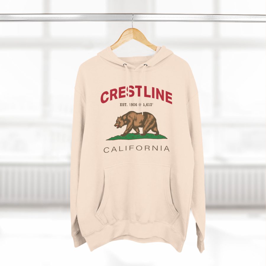 crestline, ca premium california bear hoodie with est. date and elevation