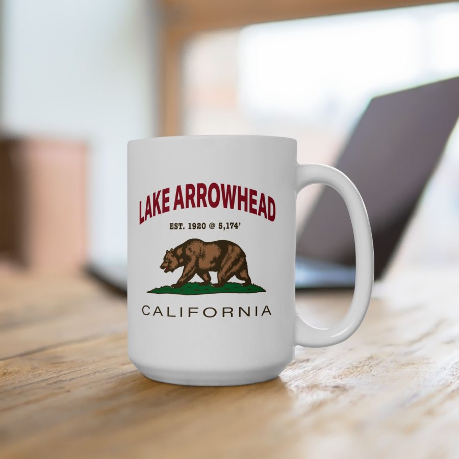 lake arrowhead coffee mug with our exclusive california bear artwork