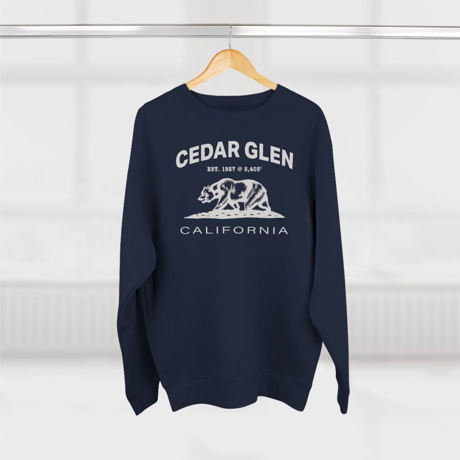 cedar glen premium california bear crewneck sweatshirt with est. date + elevation