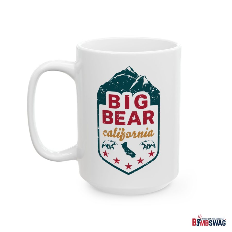 big bear coffee mug with our mountain, state, bears, and stars design