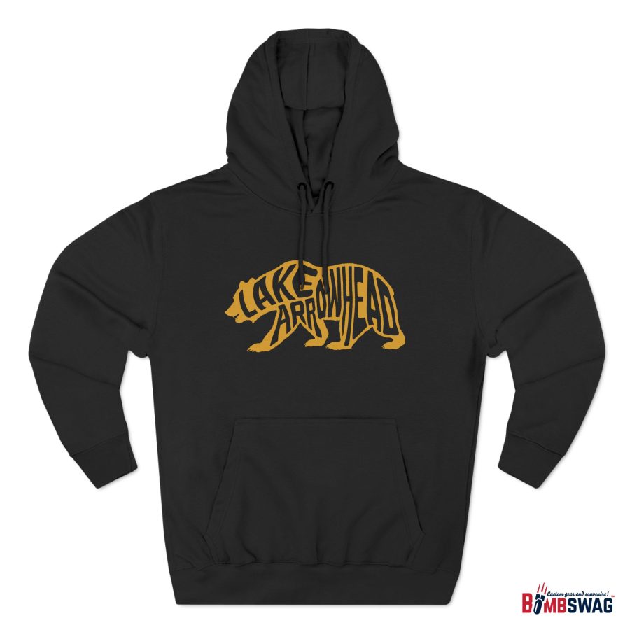 lake arrowhead california bear word wrap premium hoodie