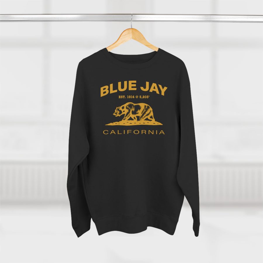 blue jay, ca premium california bear crewneck sweatshirt with est. date + elevation