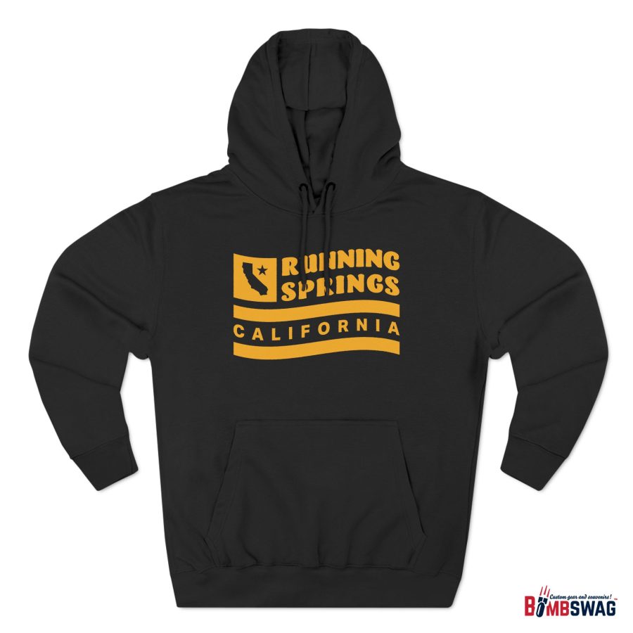 running springs premium hoodie with our flag wave, star, and state shape design