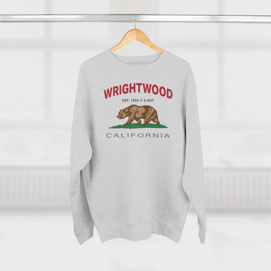 wrightwood, ca premium california bear crewneck sweatshirt with est. date + elevation