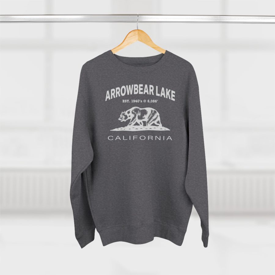 arrowbear lake premium california bear crewneck sweatshirt with est. date + elevation