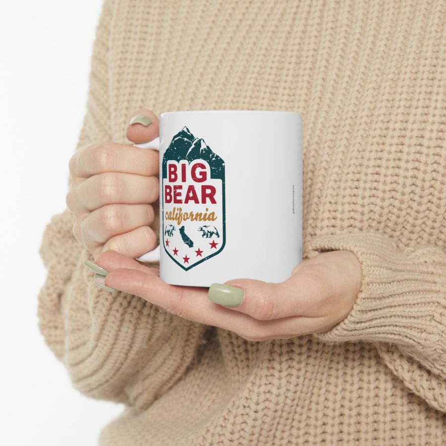 big bear coffee mug with our mountain, state, bears, and stars design