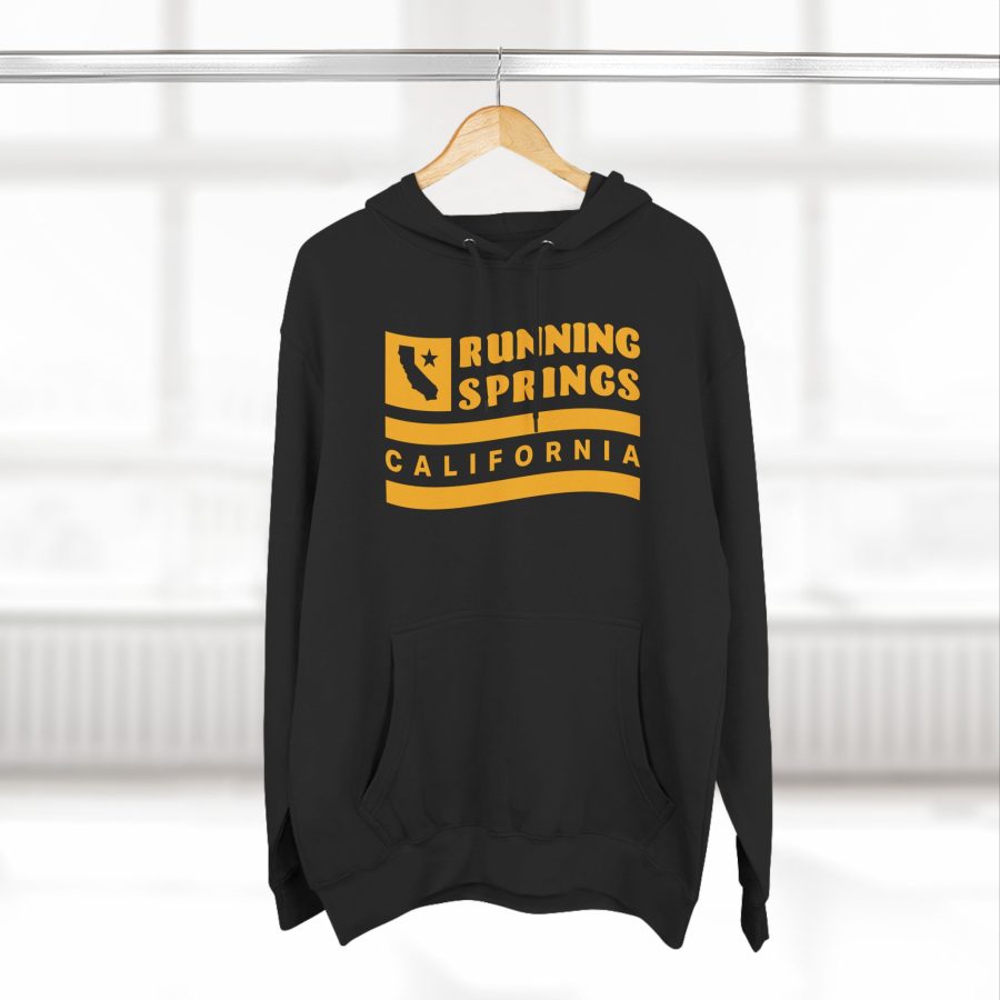 running springs premium hoodie with our flag wave, star, and state shape design