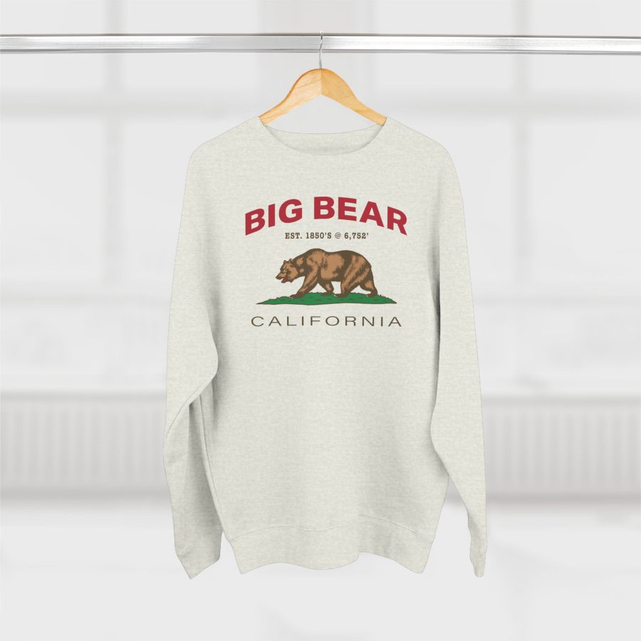 big bear, ca premium california bear crewneck sweatshirt with est. date + elevation