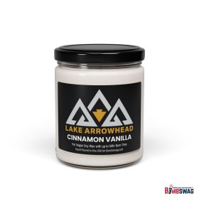 lake arrowhead candle with our black gold three peak arrowhead label art 9 oz blended soy wax