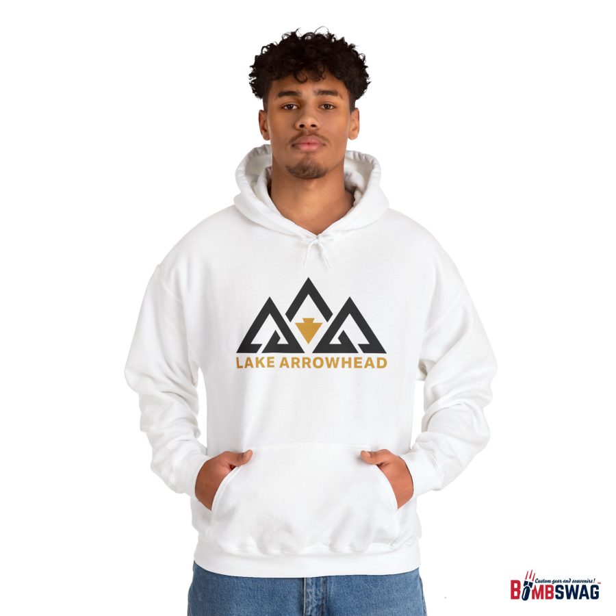 lake arrowhead unisex hoodie with our signature three peak arrowhead design