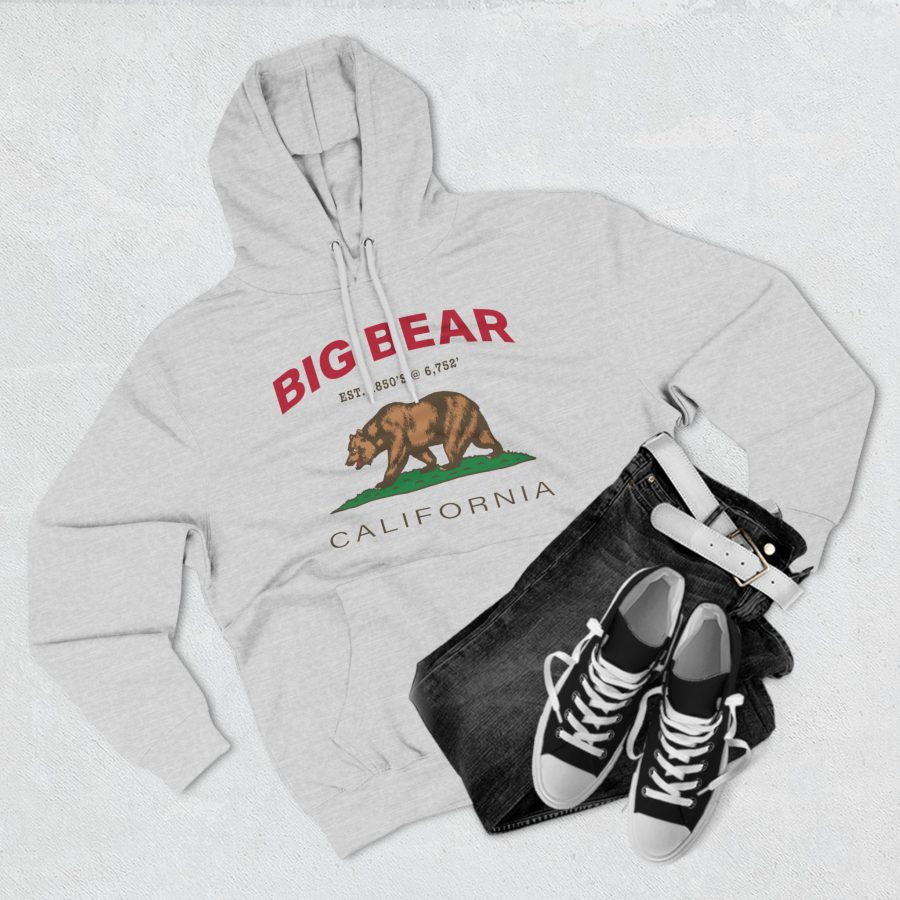 big bear premium california bear hoodie with est. date and elevation