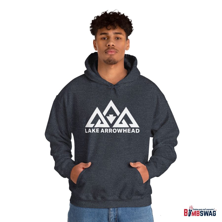 lake arrowhead unisex hoodie with our signature three peak arrowhead design