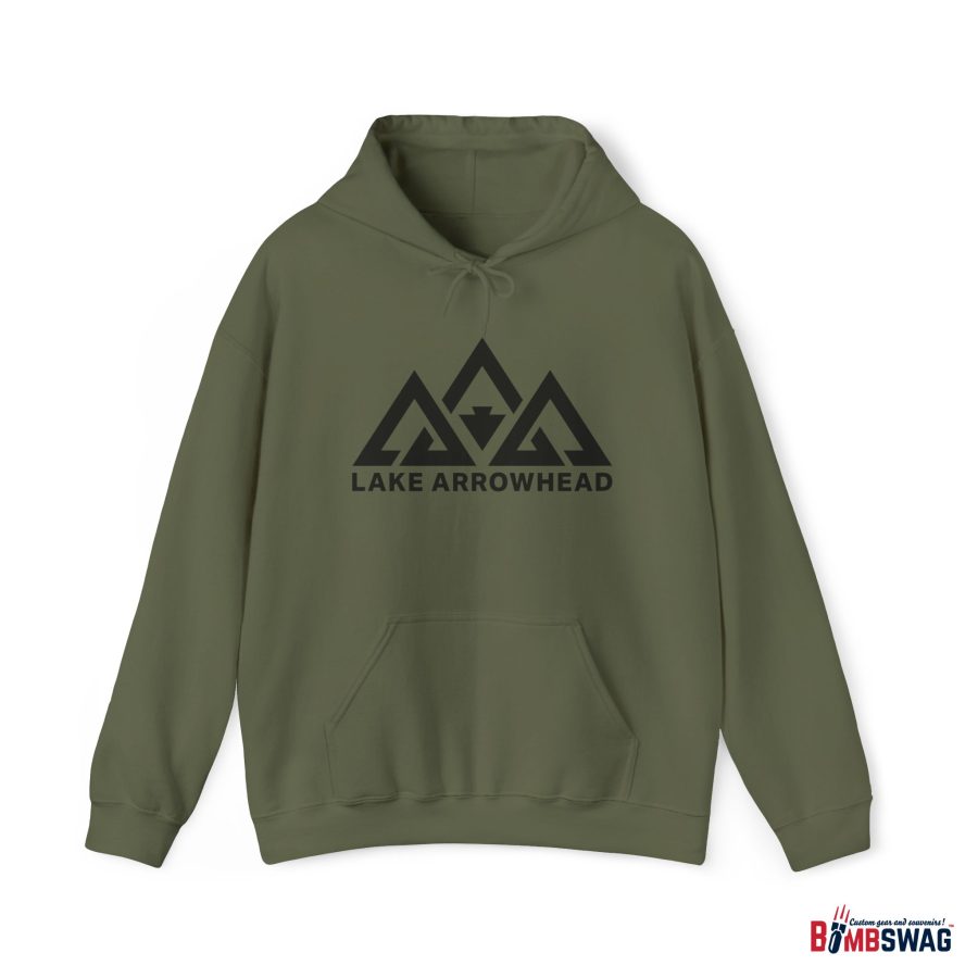 lake arrowhead unisex hoodie with our signature three peak arrowhead design