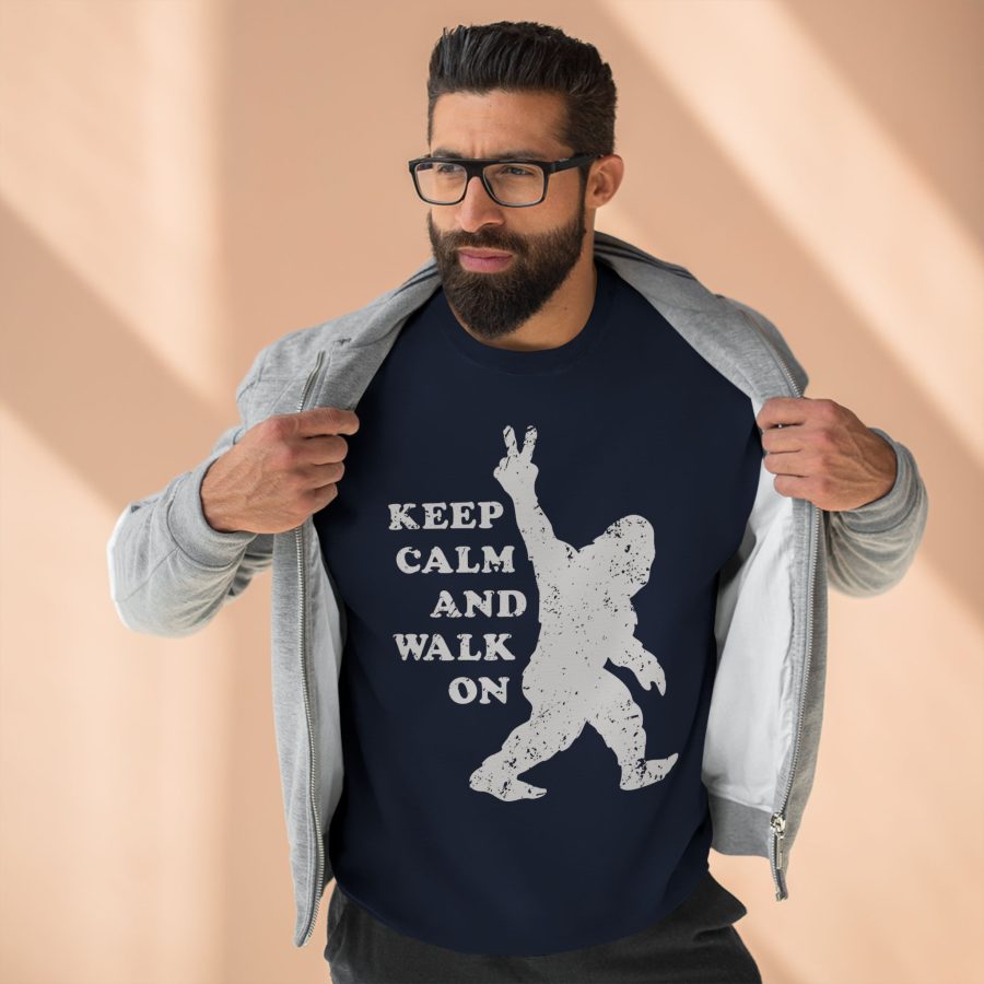 bigfoot premium keep calm and walk on crewneck sweatshirt