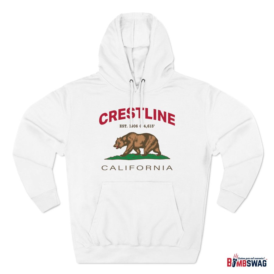 crestline, ca premium california bear hoodie with est. date and elevation