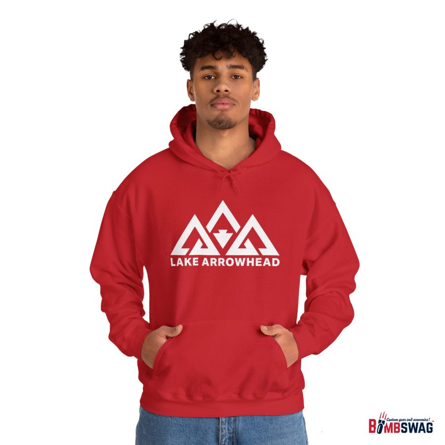 lake arrowhead unisex hoodie with our signature three peak arrowhead design