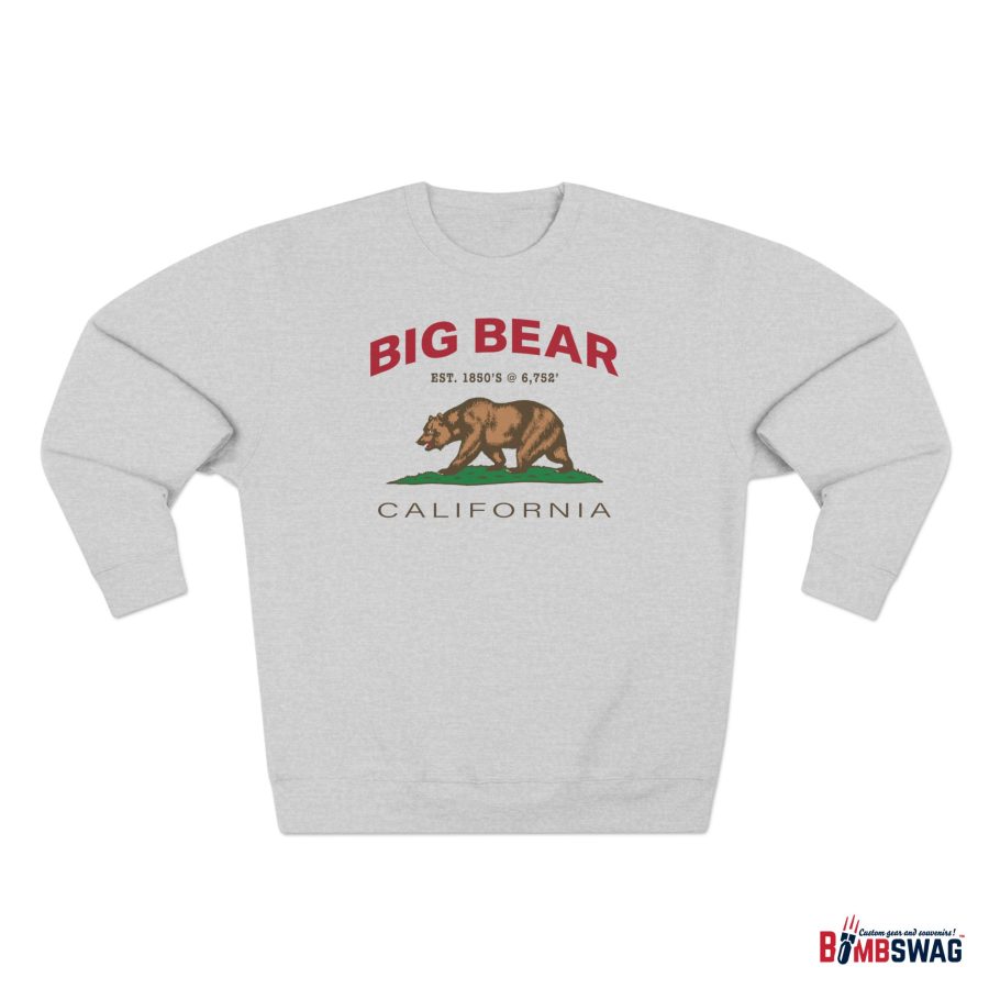 big bear, ca premium california bear crewneck sweatshirt with est. date + elevation