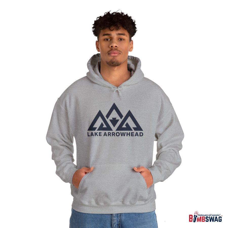 lake arrowhead unisex hoodie with our signature three peak arrowhead design