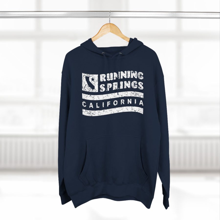 running springs premium hoodie with our flag wave, star, and state shape design