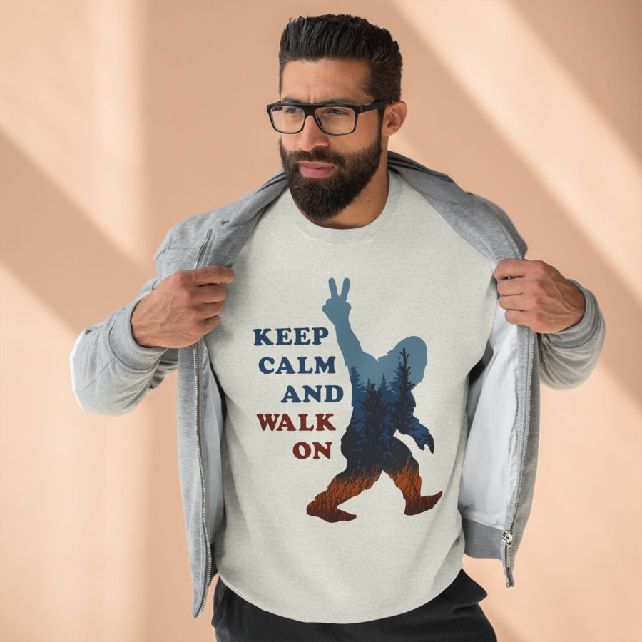 bigfoot premium keep calm and walk on crewneck sweatshirt