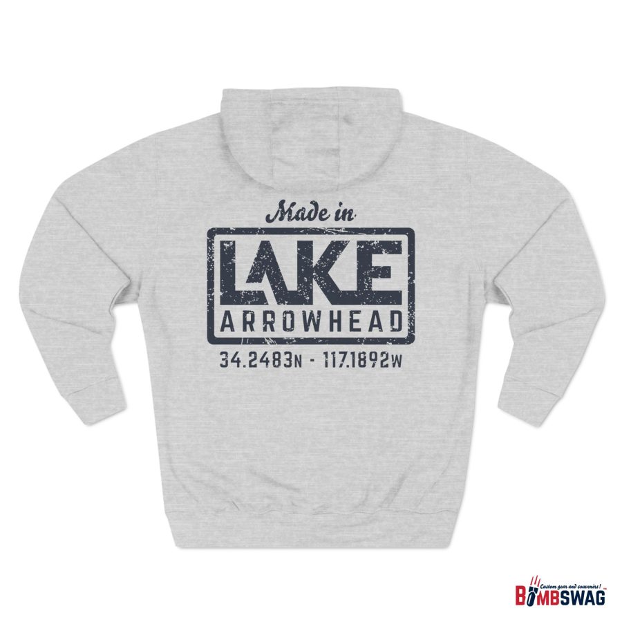 lake arrowhead premium modern la stamp hoodie with map coordinates