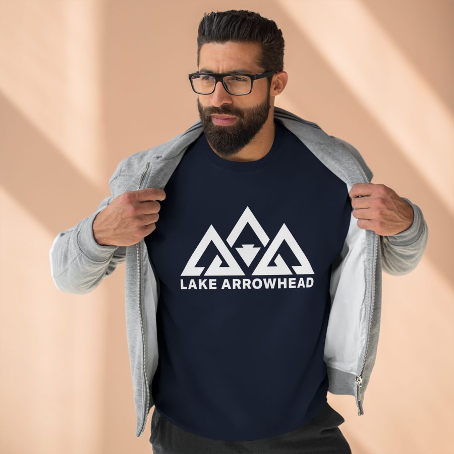 lake arrowhead modern three peaks + arrowhead premium crewneck sweatshirt