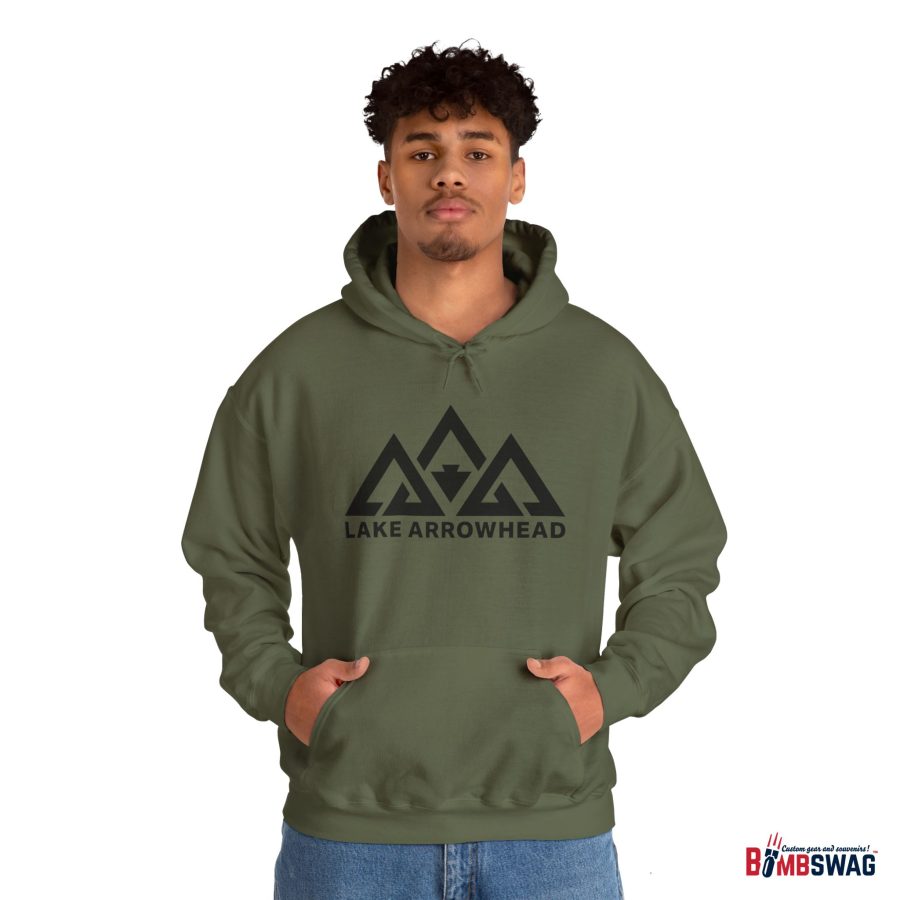 lake arrowhead unisex hoodie with our signature three peak arrowhead design