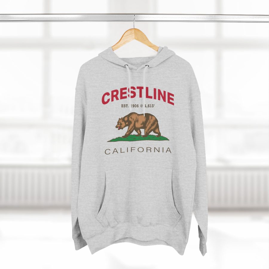 crestline, ca premium california bear hoodie with est. date and elevation