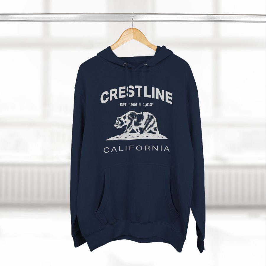 crestline, ca premium california bear hoodie with est. date and elevation