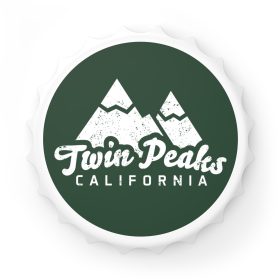 twin peaks bottle opener refrigerator magnet with our snow capped mountain peaks design