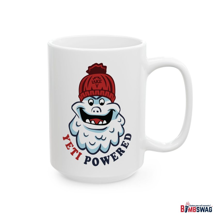 lake arrowhead coffee mug with our exclusive winter yeti powered artwork