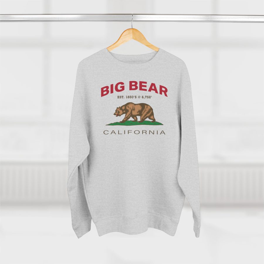 big bear, ca premium california bear crewneck sweatshirt with est. date + elevation