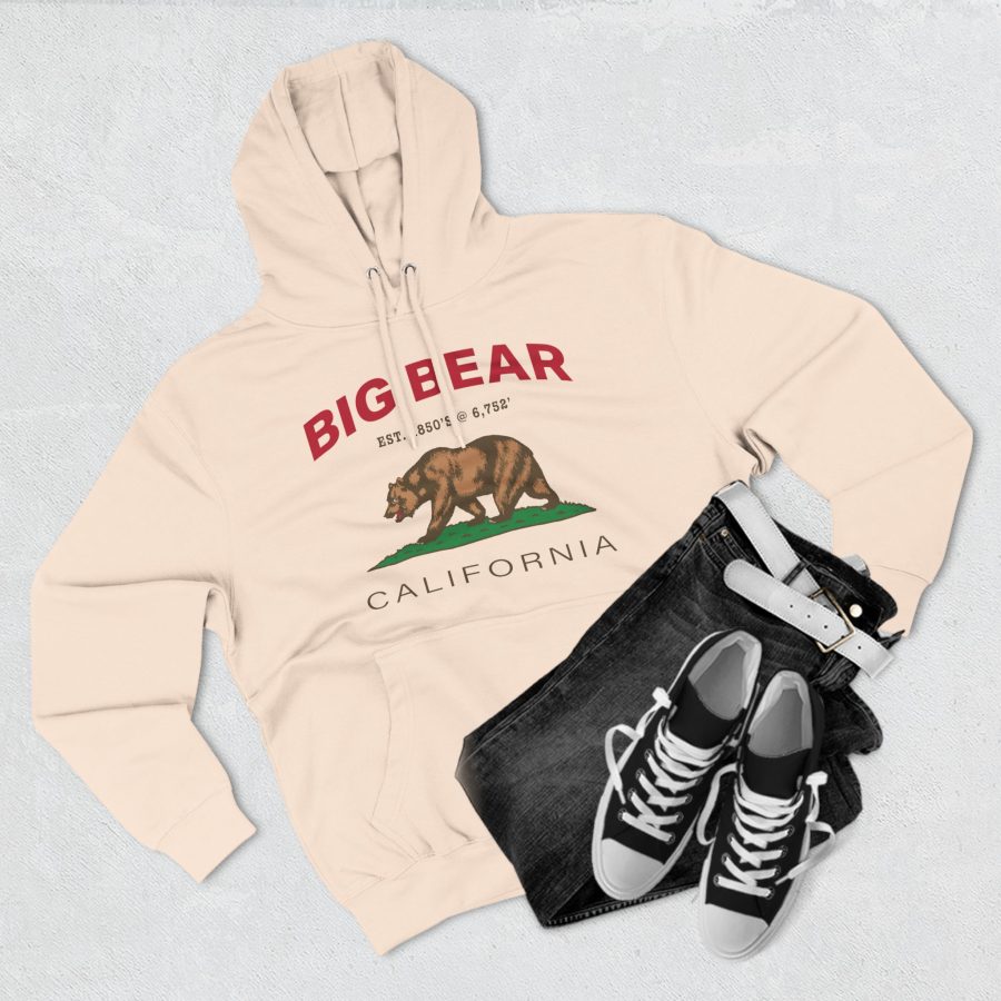 big bear premium california bear hoodie with est. date and elevation