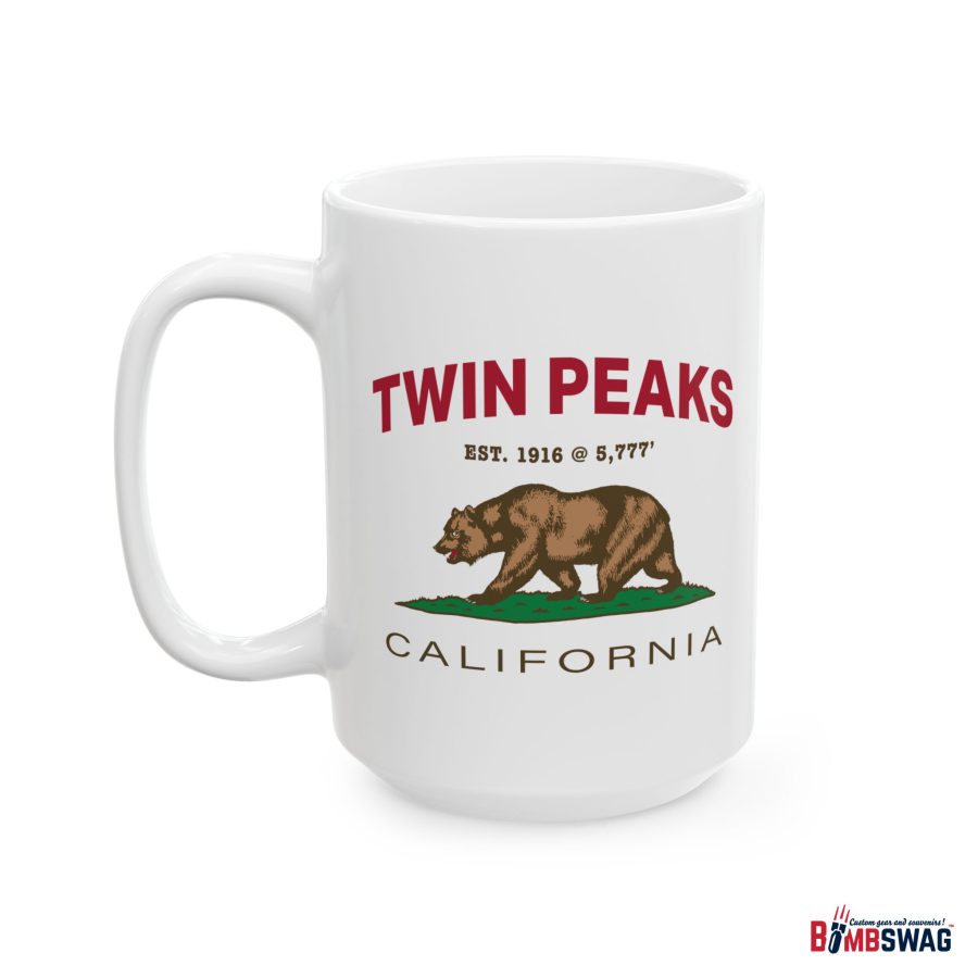 twin peaks coffee mug with our exclusive california bear artwork