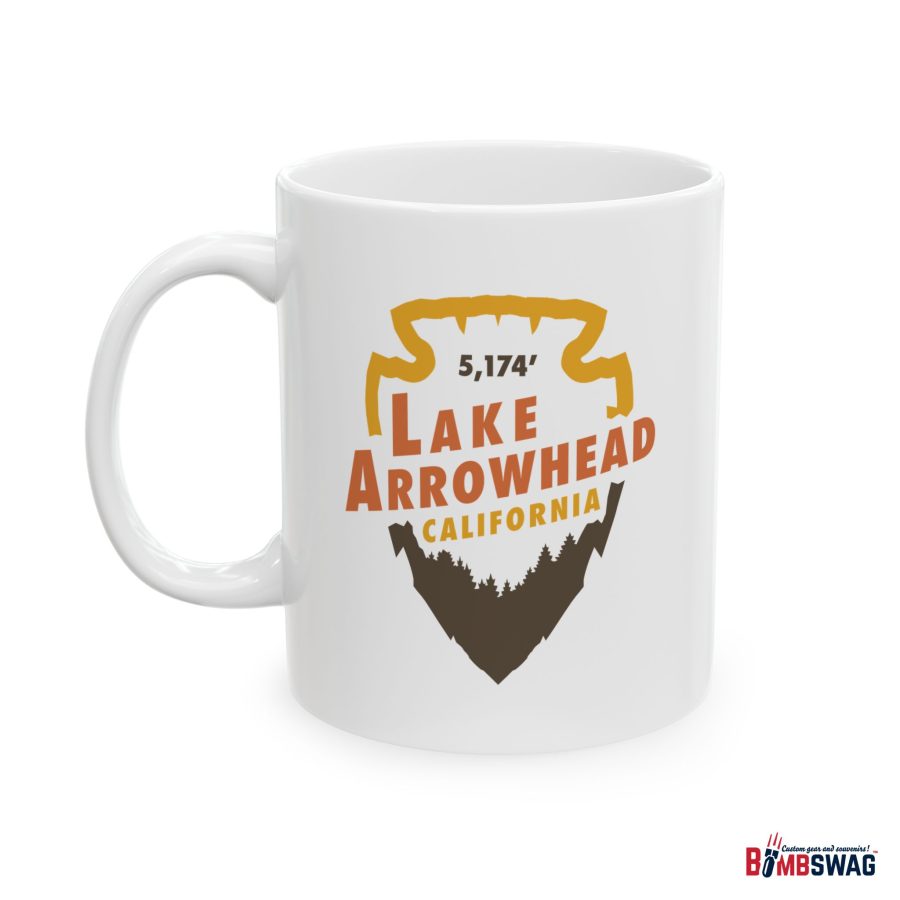 lake arrowhead coffee mug with our vintage signature arrowhead + elevation