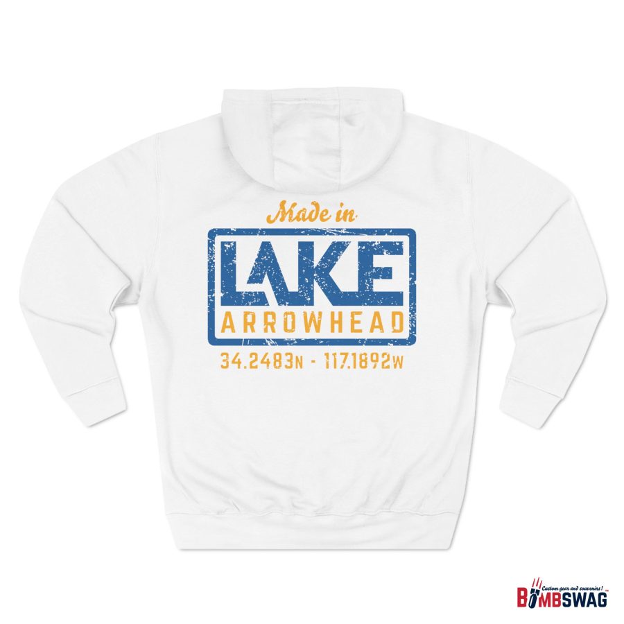 lake arrowhead premium modern la stamp hoodie with map coordinates