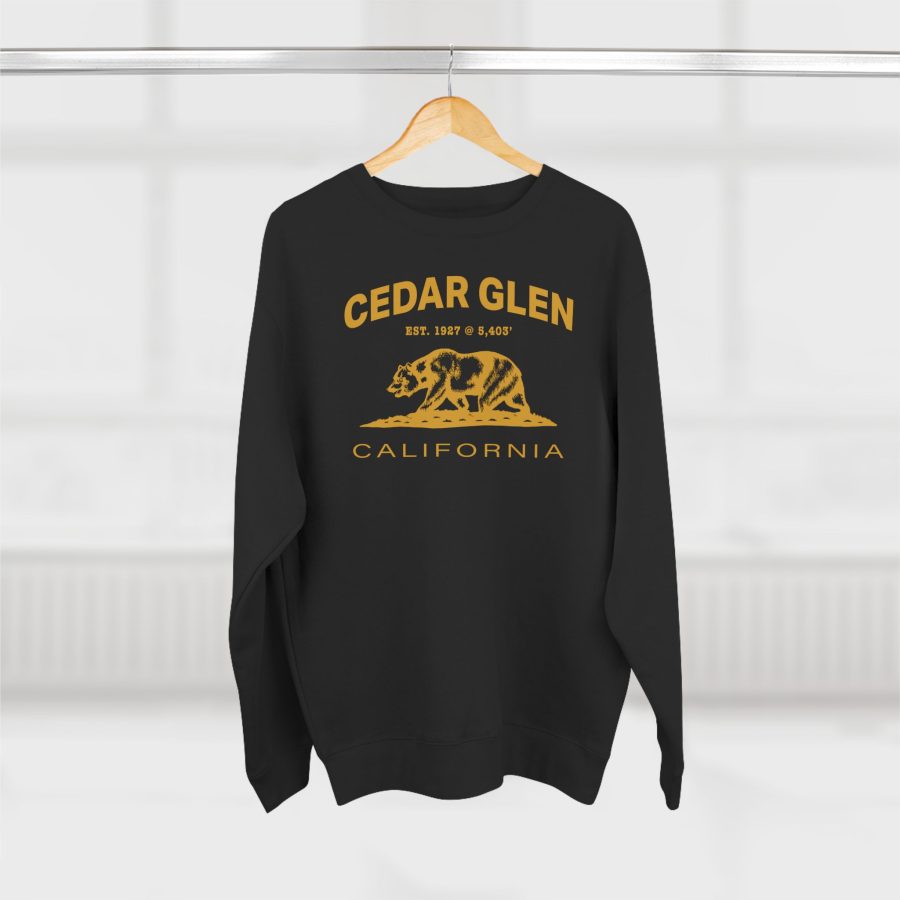 cedar glen premium california bear crewneck sweatshirt with est. date + elevation