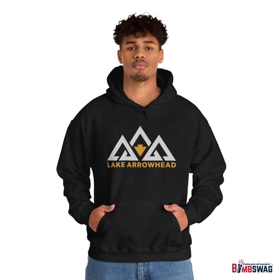 lake arrowhead unisex hoodie with our signature three peak arrowhead design