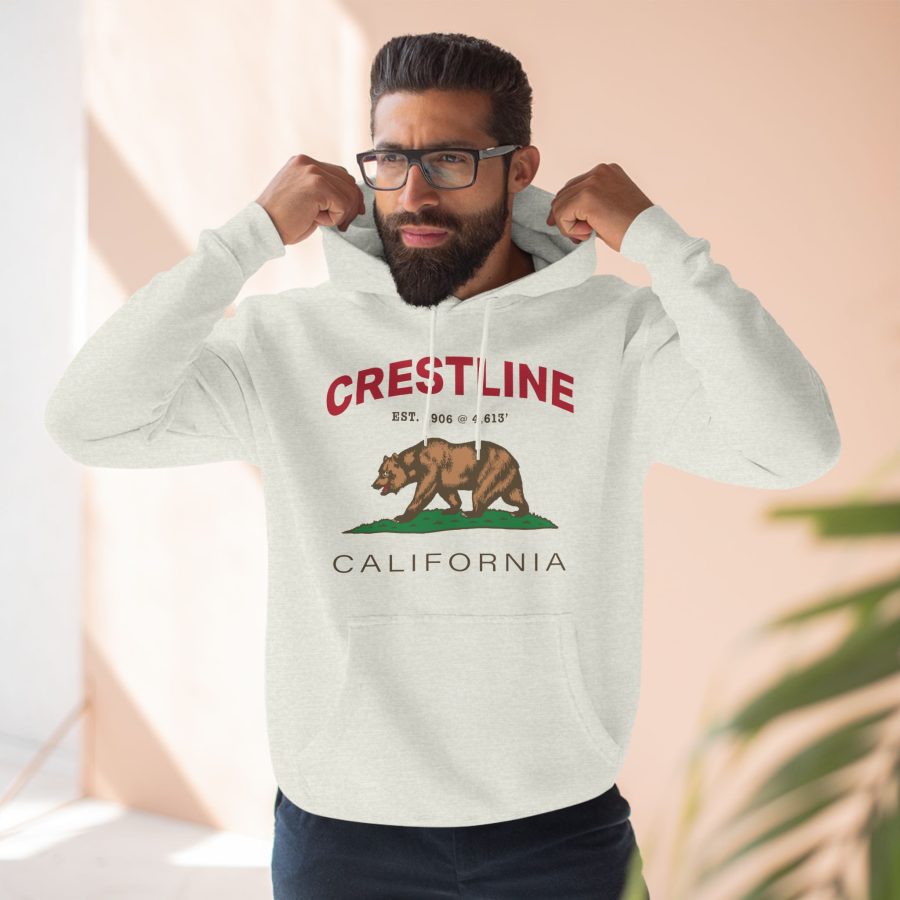 crestline, ca premium california bear hoodie with est. date and elevation