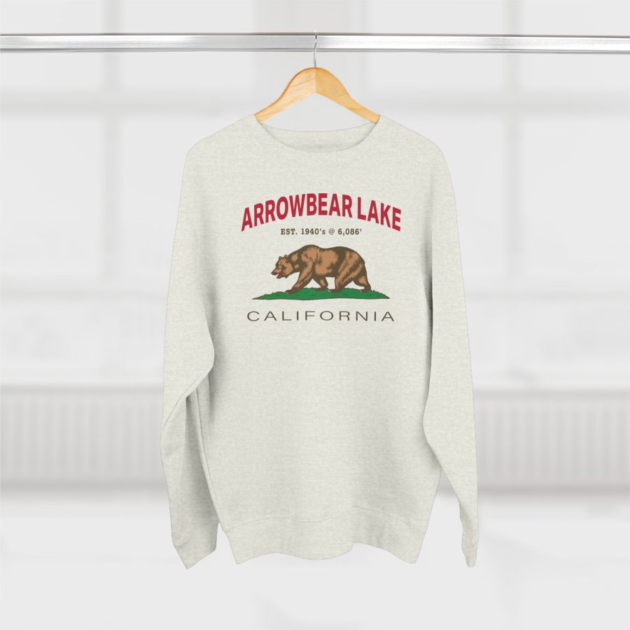 arrowbear lake premium california bear crewneck sweatshirt with est. date + elevation