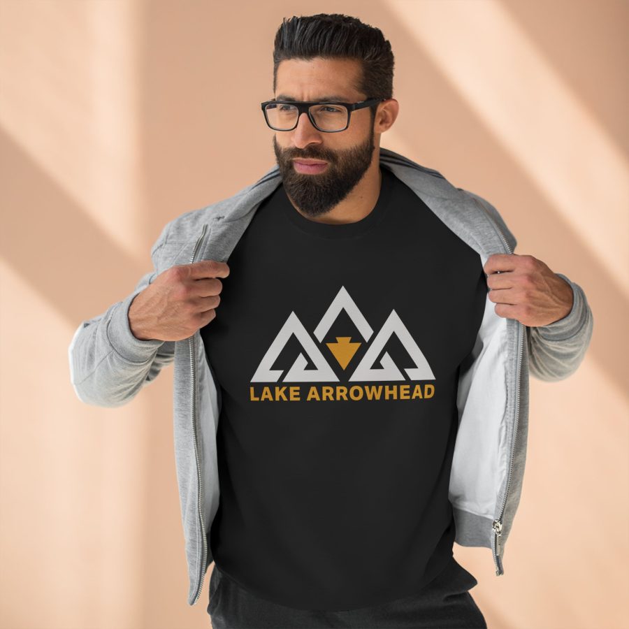 lake arrowhead modern three peaks + arrowhead premium crewneck sweatshirt