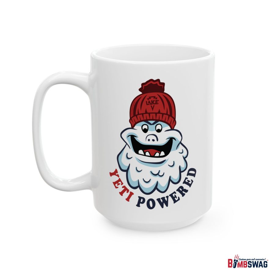 lake arrowhead coffee mug with our exclusive winter yeti powered artwork