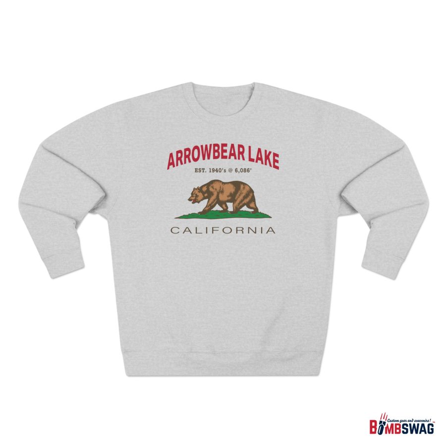 arrowbear lake premium california bear crewneck sweatshirt with est. date + elevation